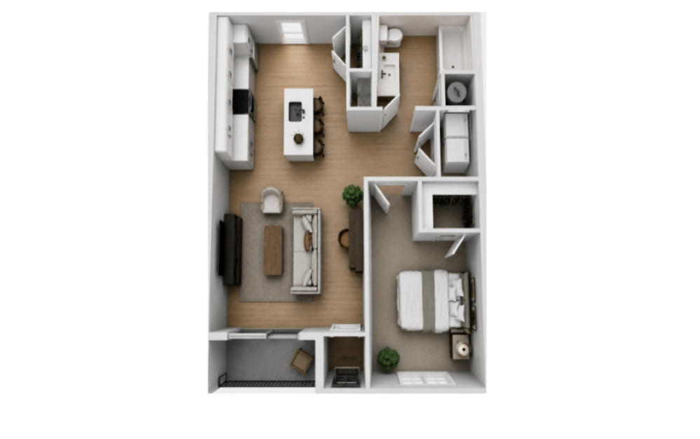 Stella - 1 bedroom floorplan layout with 1 bathroom and 710 square feet